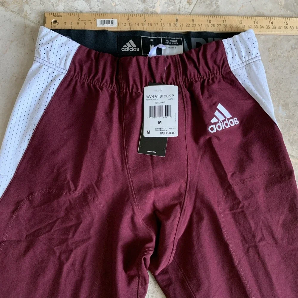 Adidas Woven A1 Stock Football Pants‎ Burgandy White Mens Size M 
